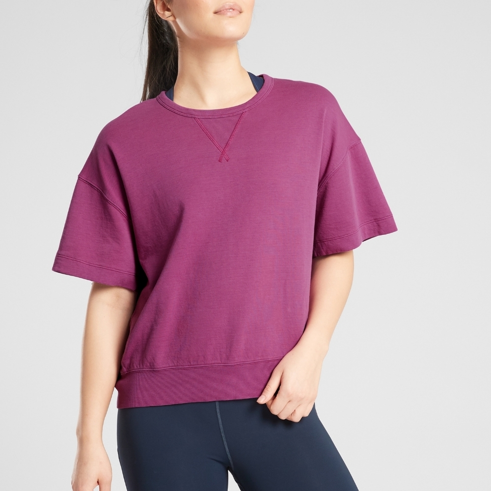 Athleta Modern Sundown Sweatshirt Tee, NWT, Medium, Magnolia Purple